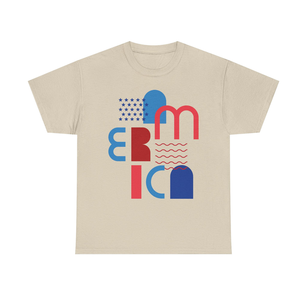 America Retro Typography Tee - Red, White & Blue Patriotic T-Shirt