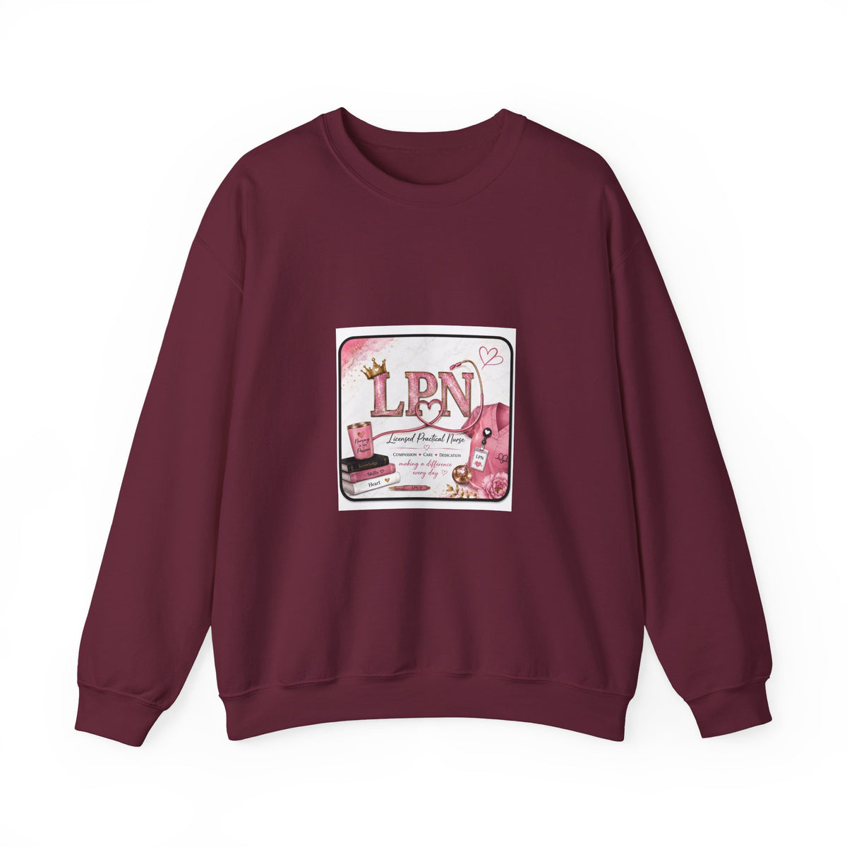 Crewneck Sweatshirt — Pink 'LPN' Nurse Pride Graphic