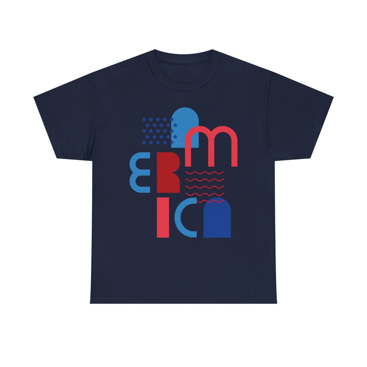 America Retro Typography Tee - Red, White & Blue Patriotic T-Shirt