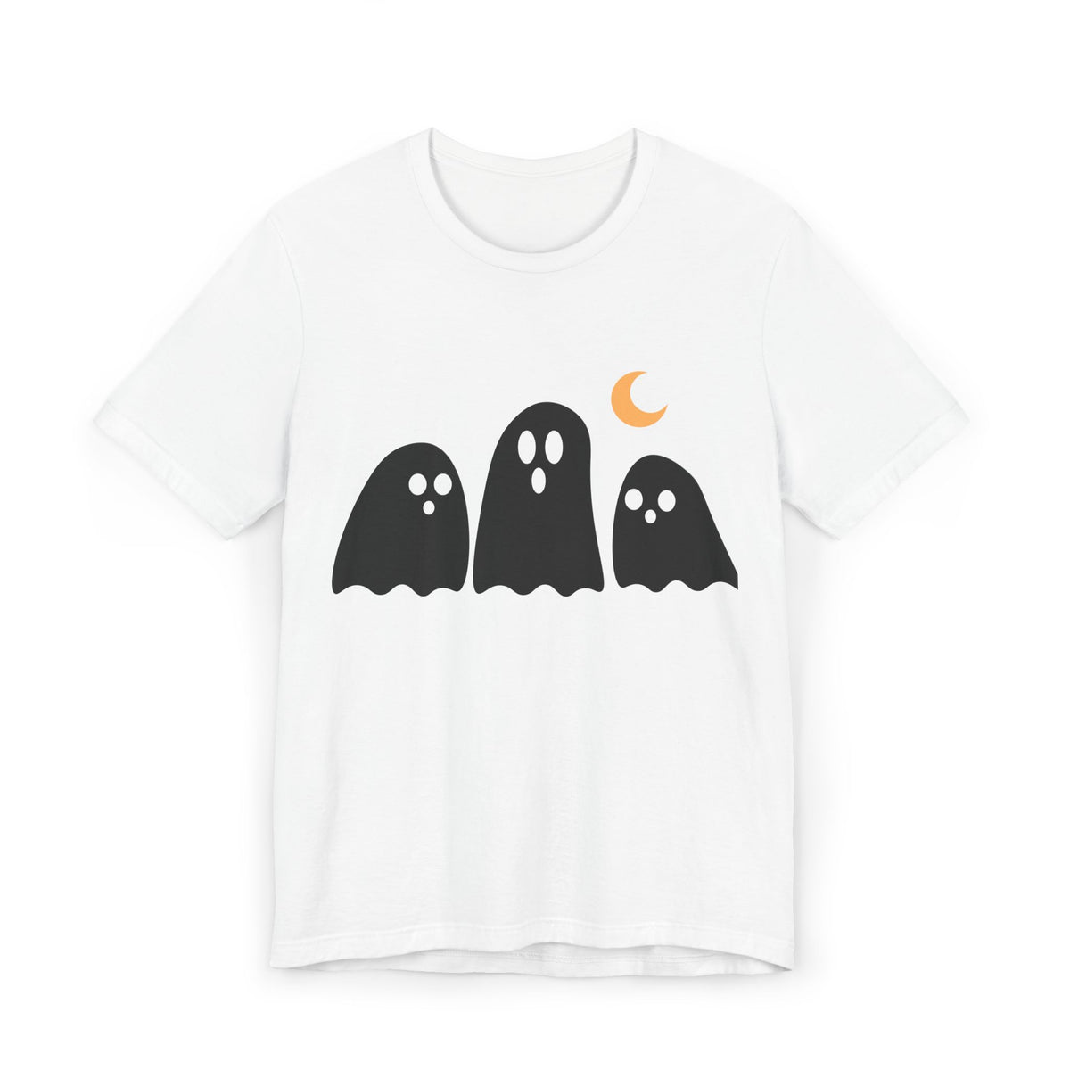 Halloween Ghosts T-Shirt — Cute Trio Ghosts with Crescent Moon