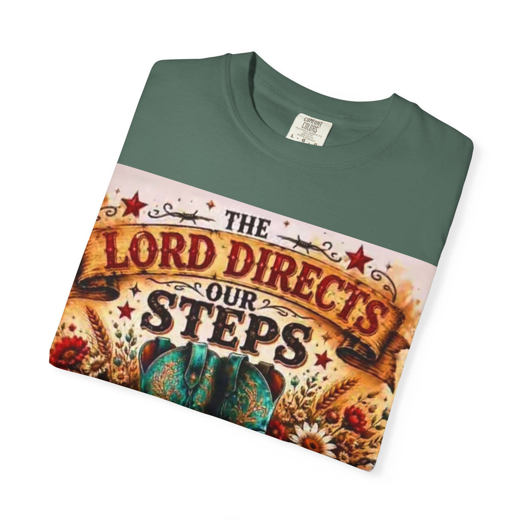 Christian Cowboy Boots T‑Shirt — “The Lord Directs Our Steps” Psalm 37:23 Inspirational Tee