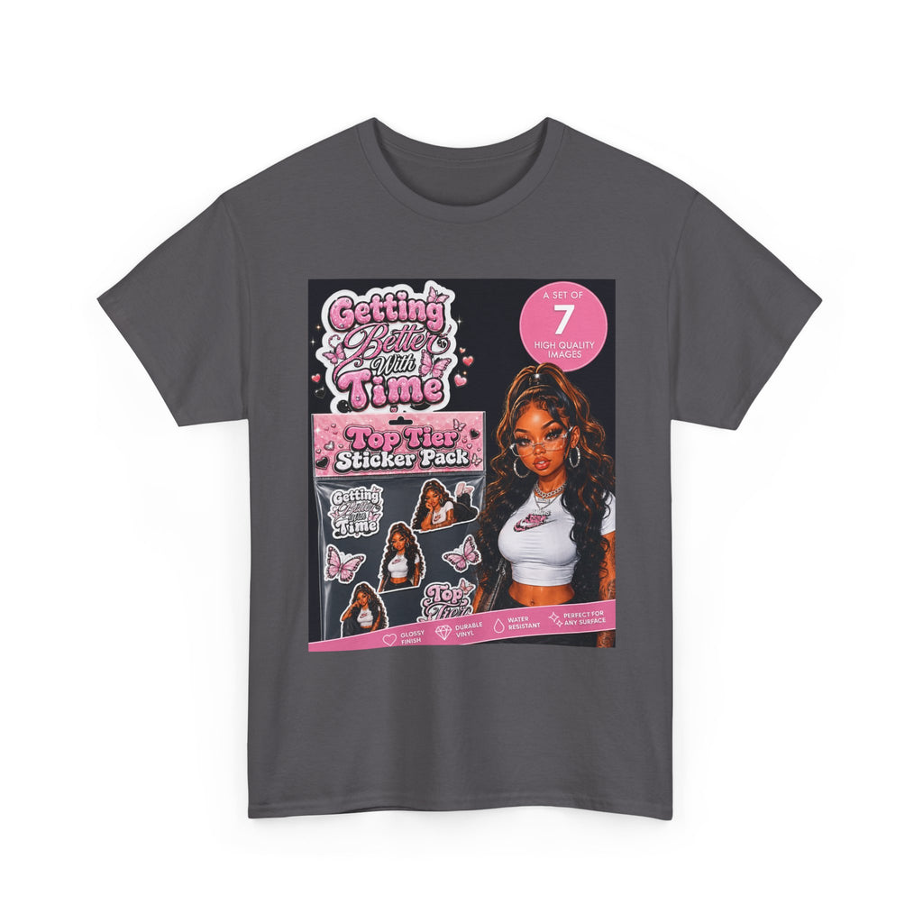 Getting That Glow Girl Sticker Pack Tee — Retro Pink Aesthetic Graphic Tee