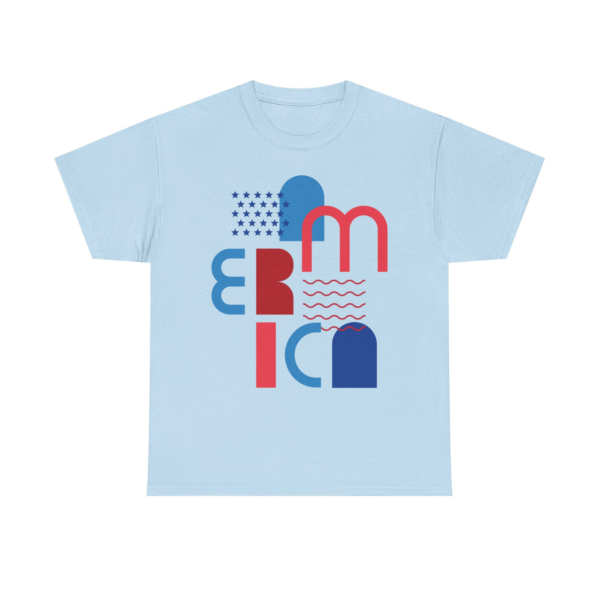 America Retro Typography Tee - Red, White & Blue Patriotic T-Shirt