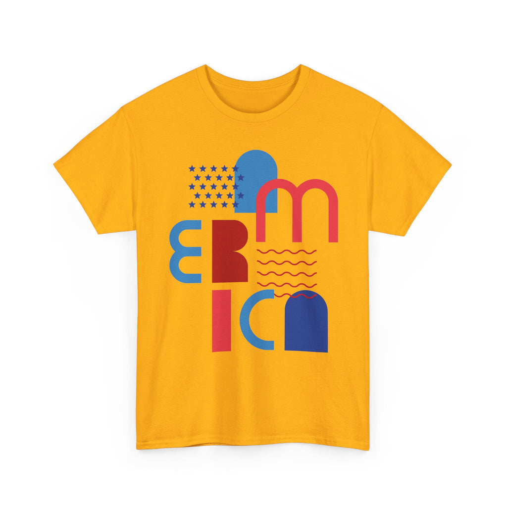 America Retro Typography Tee - Red, White & Blue Patriotic T-Shirt