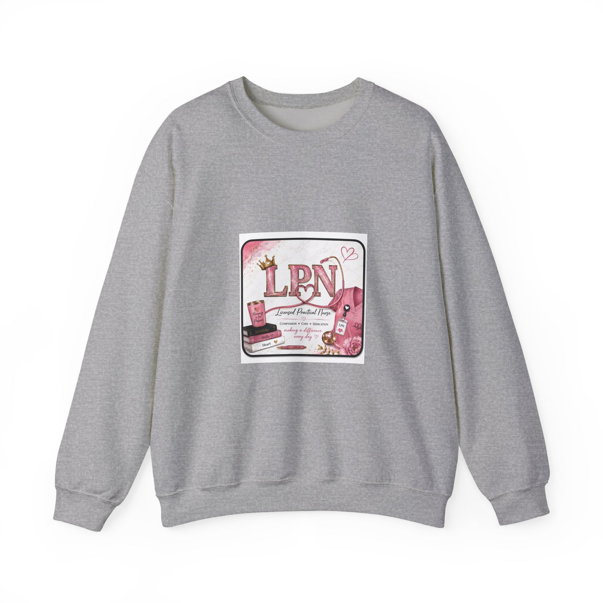 Crewneck Sweatshirt — Pink 'LPN' Nurse Pride Graphic