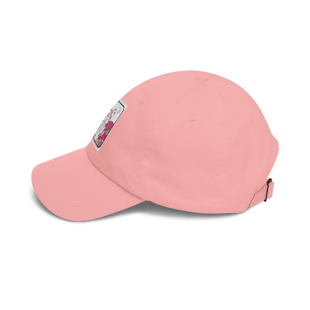 Dad Cap — Vintage Pink Floral 'LOVE' Embroidered Baseball Hat