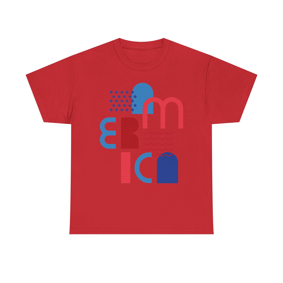 America Retro Typography Tee - Red, White & Blue Patriotic T-Shirt
