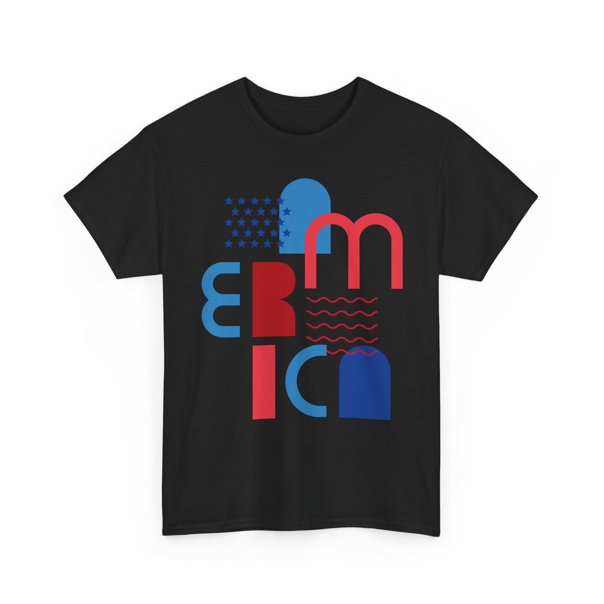 America Retro Typography Tee - Red, White & Blue Patriotic T-Shirt