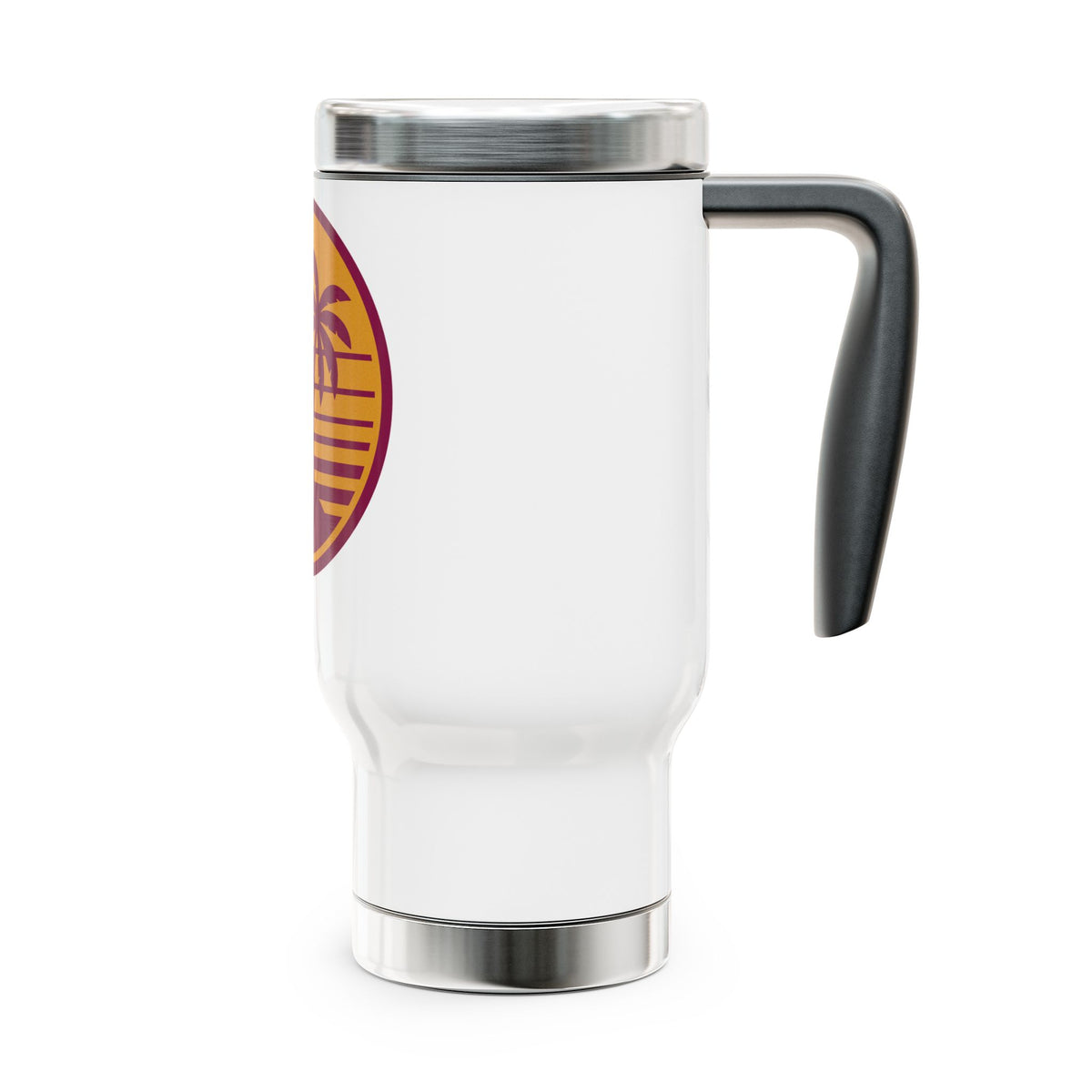 Palm Sunset Travel Mug — 14oz Stainless Steel Insulated Mug with Handle