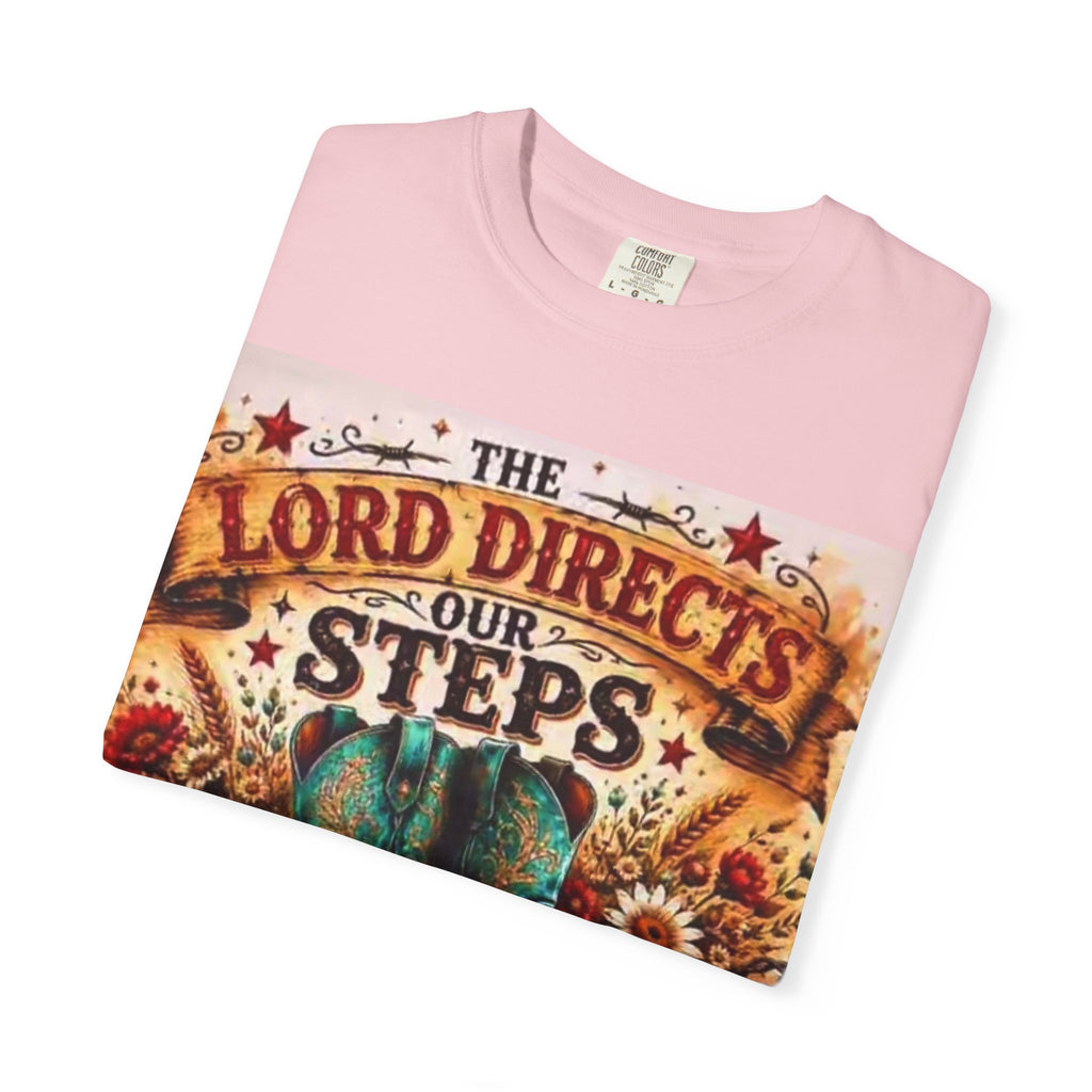 Christian Cowboy Boots T‑Shirt — “The Lord Directs Our Steps” Psalm 37:23 Inspirational Tee