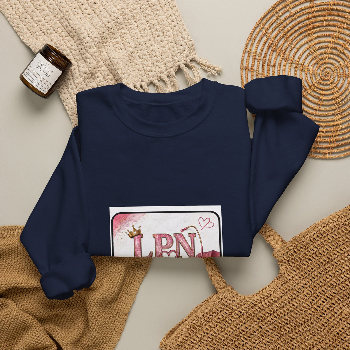 Crewneck Sweatshirt — Pink 'LPN' Nurse Pride Graphic
