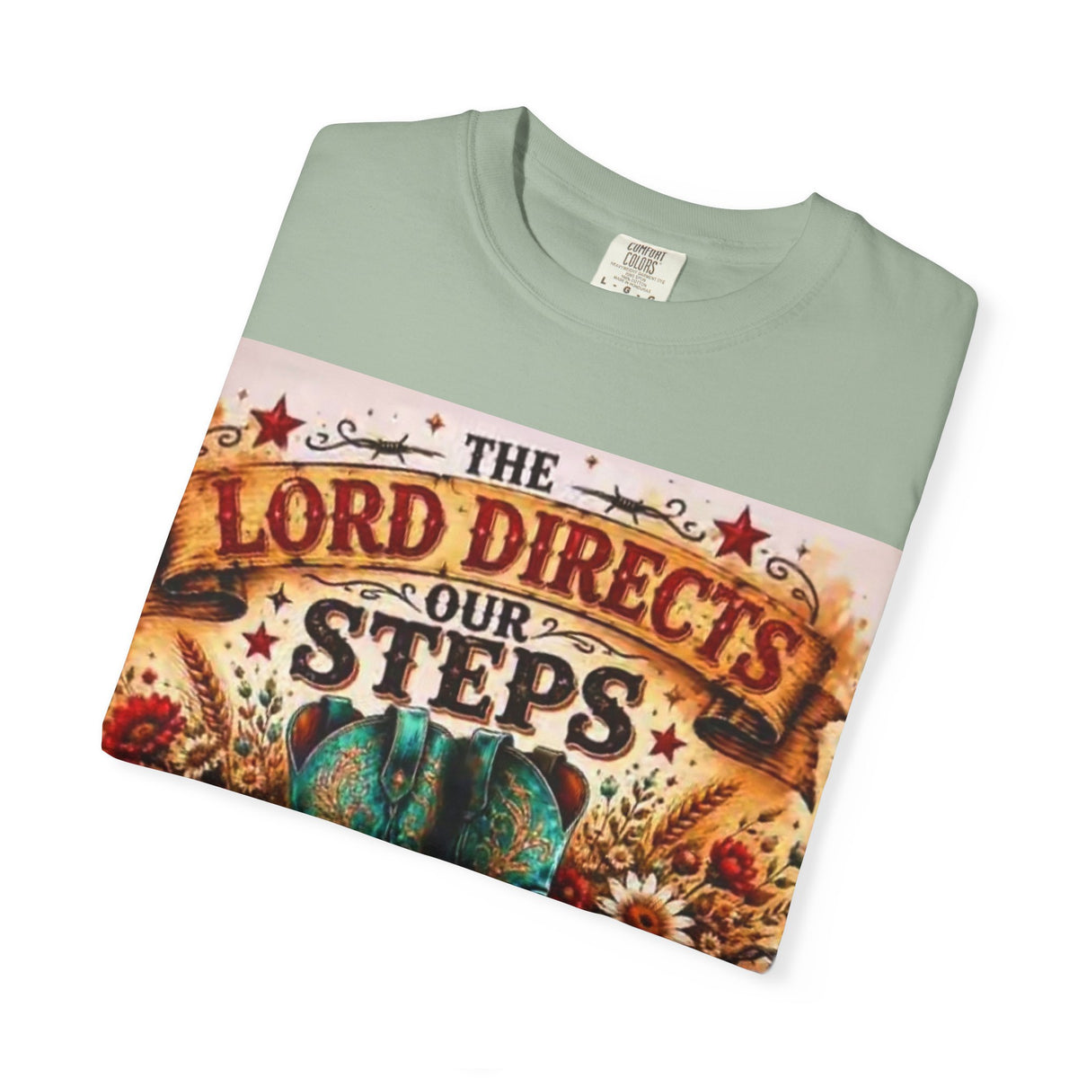 Christian Cowboy Boots T‑Shirt — “The Lord Directs Our Steps” Psalm 37:23 Inspirational Tee