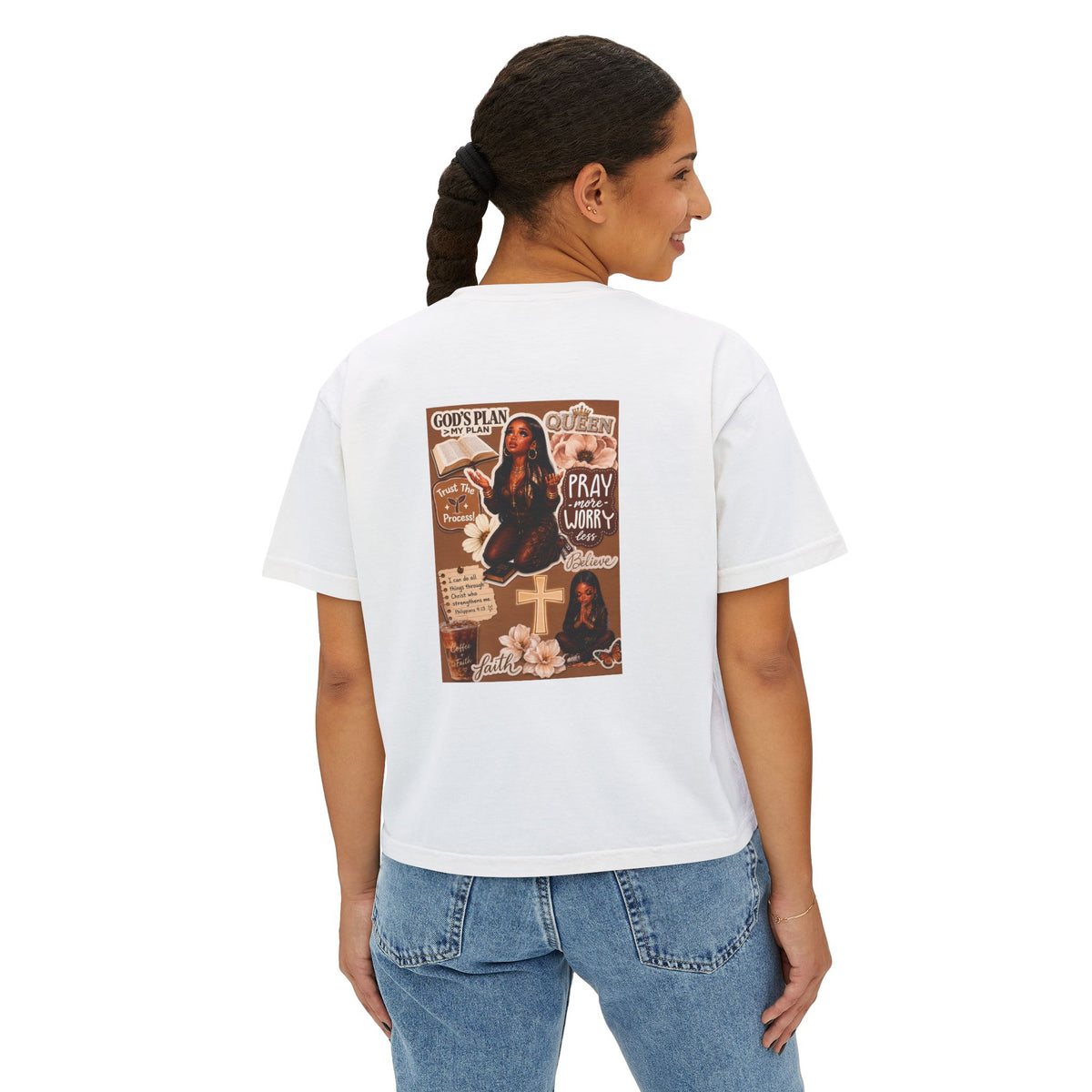 Christian Graphic Tee — Pray & Praise Women's Boxy T-Shirt