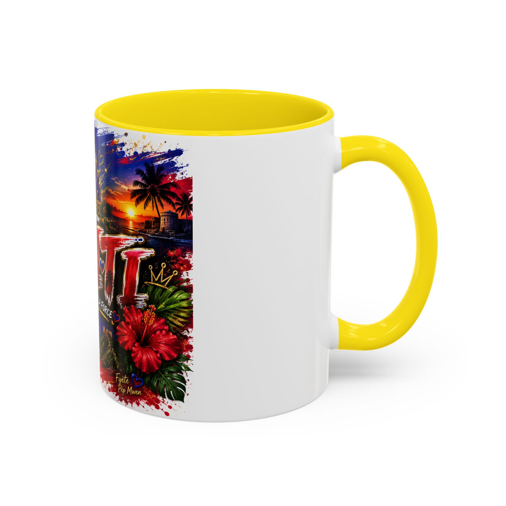 Haiti Coffee Mug — L'Union Fait La Force Colorful Island Art (11/15oz)