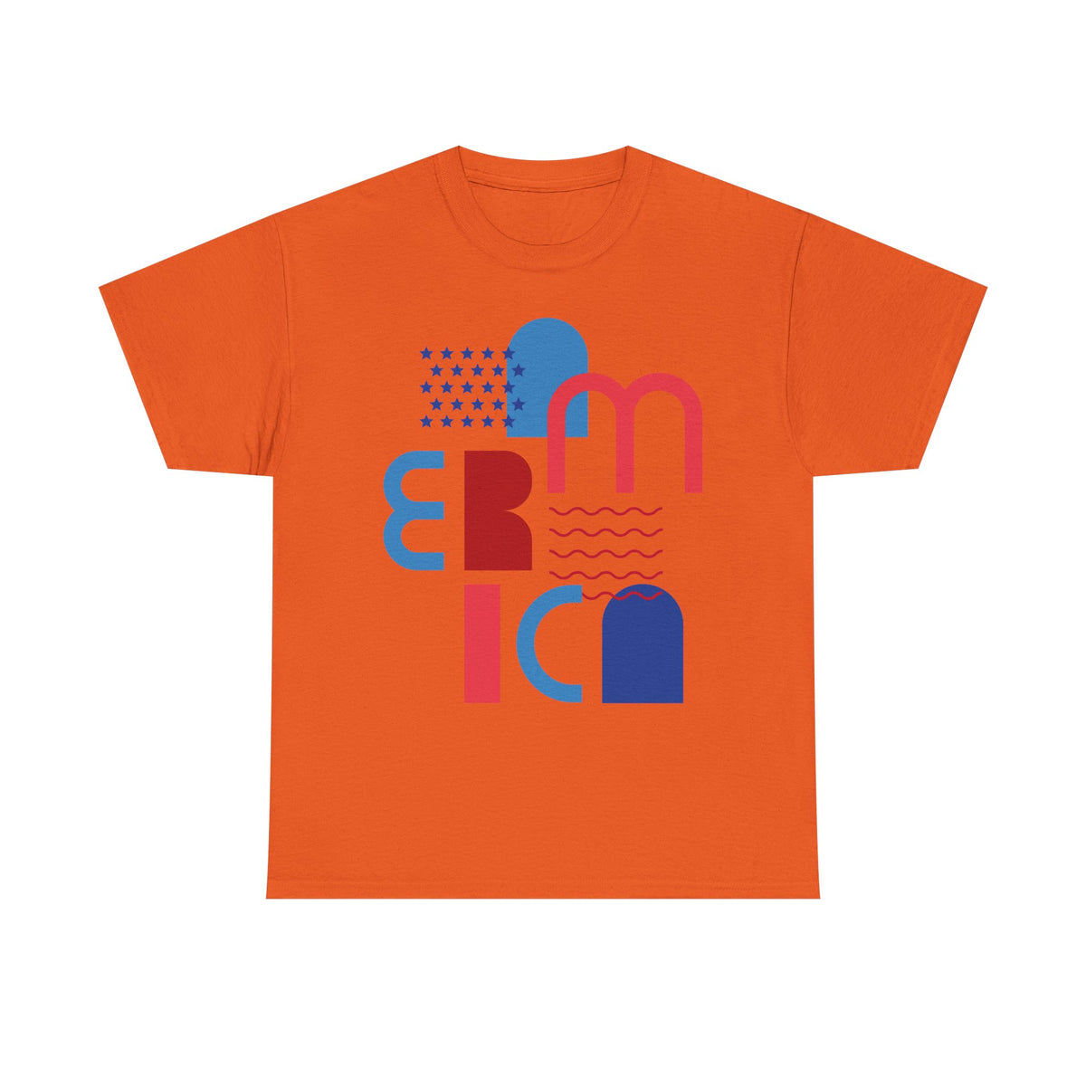 America Retro Typography Tee - Red, White & Blue Patriotic T-Shirt