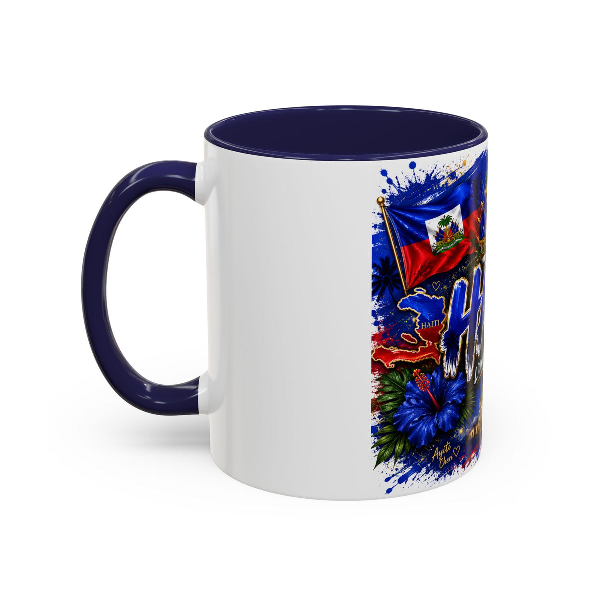 Haiti Coffee Mug — L'Union Fait La Force Colorful Island Art (11/15oz)