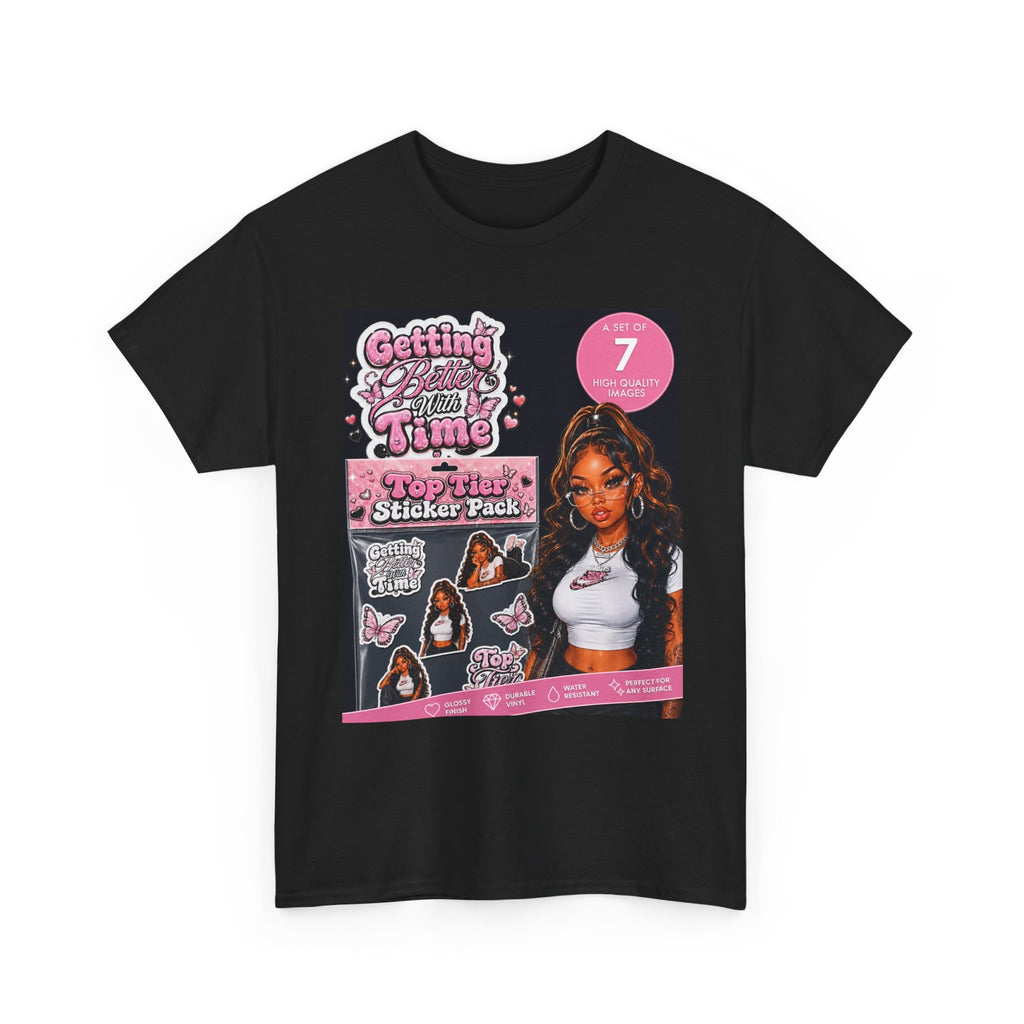 Getting That Glow Girl Sticker Pack Tee — Retro Pink Aesthetic Graphic Tee