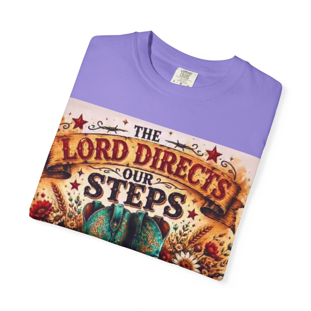 Christian Cowboy Boots T‑Shirt — “The Lord Directs Our Steps” Psalm 37:23 Inspirational Tee