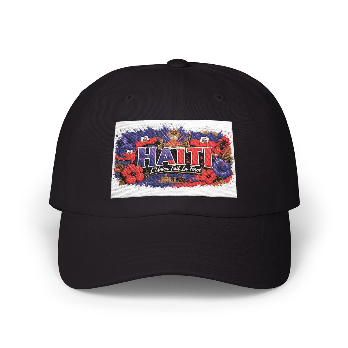 Haiti Floral Patch Dad Cap — Vintage Travel Baseball Hat