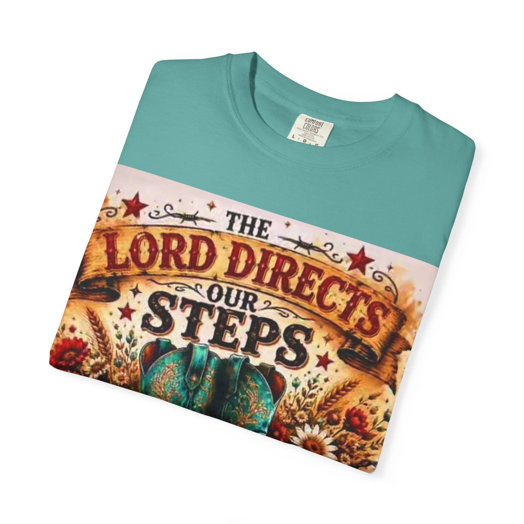 Christian Cowboy Boots T‑Shirt — “The Lord Directs Our Steps” Psalm 37:23 Inspirational Tee