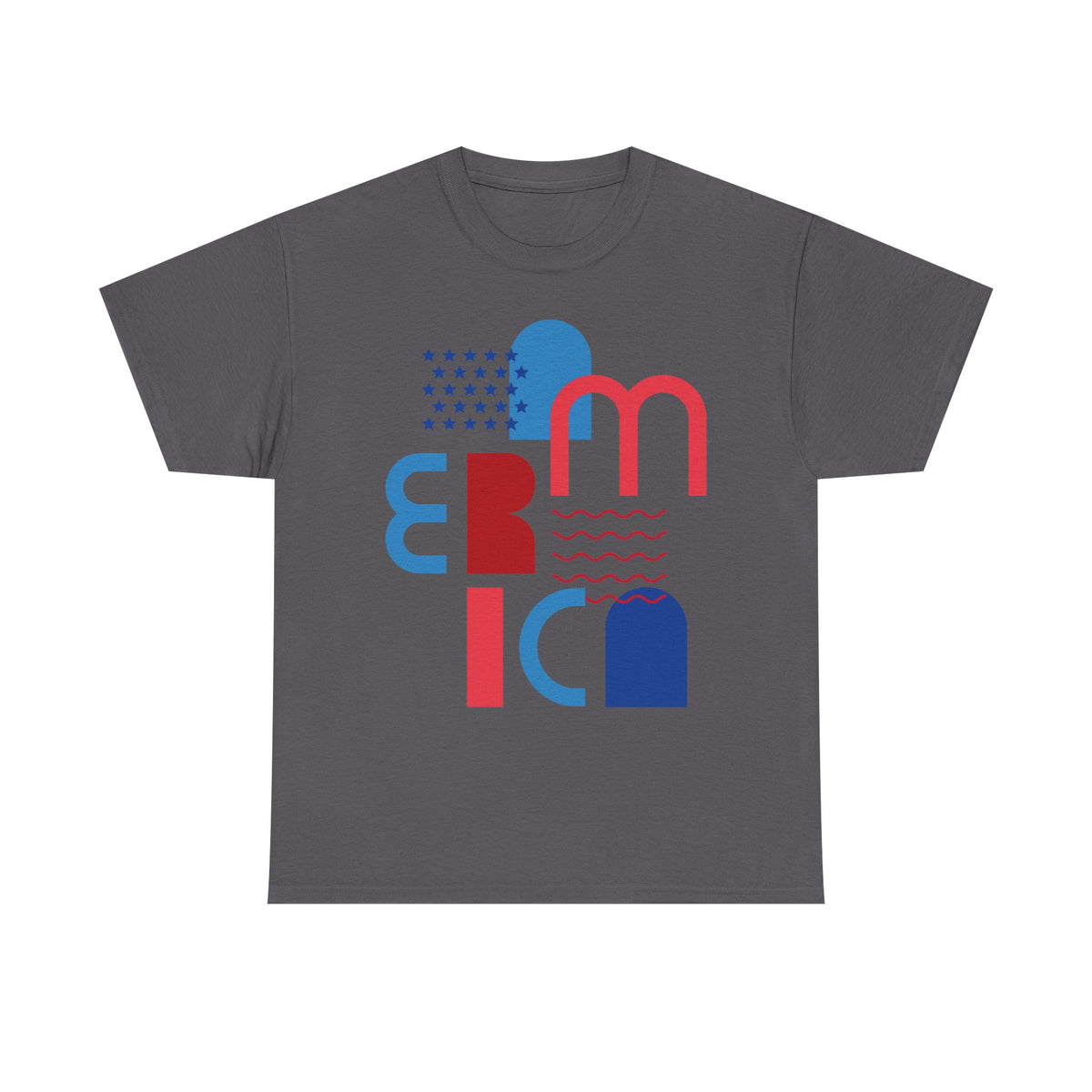 America Retro Typography Tee - Red, White & Blue Patriotic T-Shirt