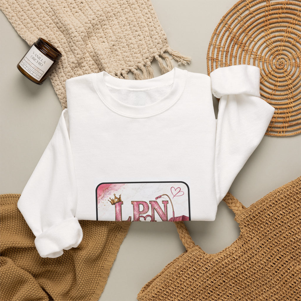 Crewneck Sweatshirt — Pink 'LPN' Nurse Pride Graphic