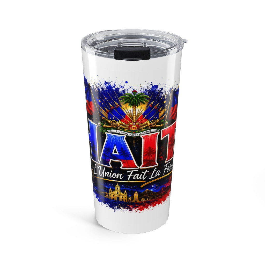 Haiti 20oz Travel Tumbler – Haitian Flag Crest & Floral Pride Design