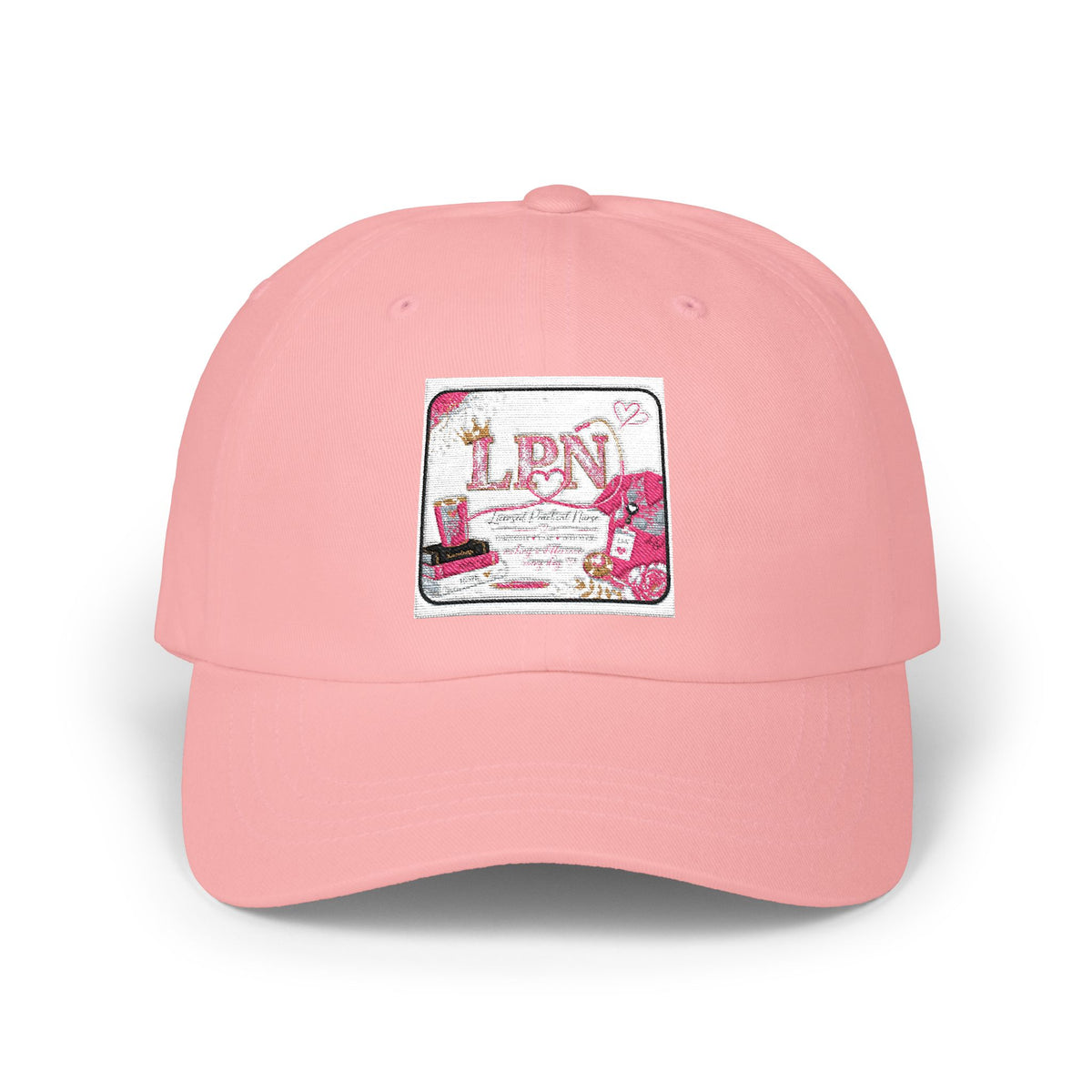 Dad Cap — Vintage Pink Floral 'LOVE' Embroidered Baseball Hat
