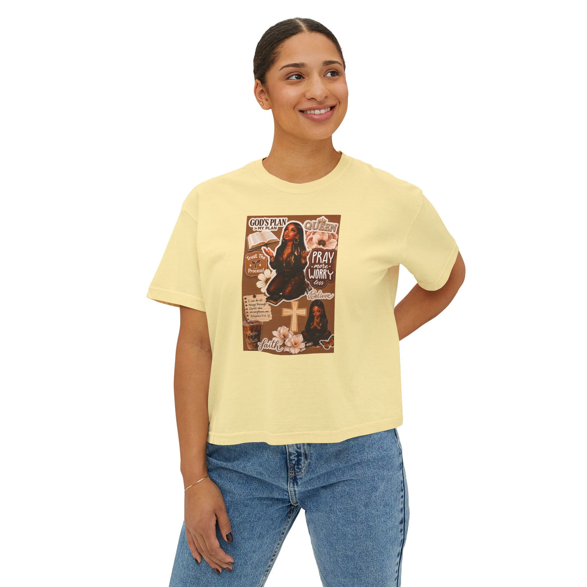 Christian Graphic Tee — Pray & Praise Women's Boxy T-Shirt