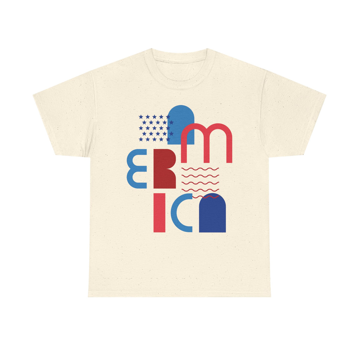 America Retro Typography Tee - Red, White & Blue Patriotic T-Shirt
