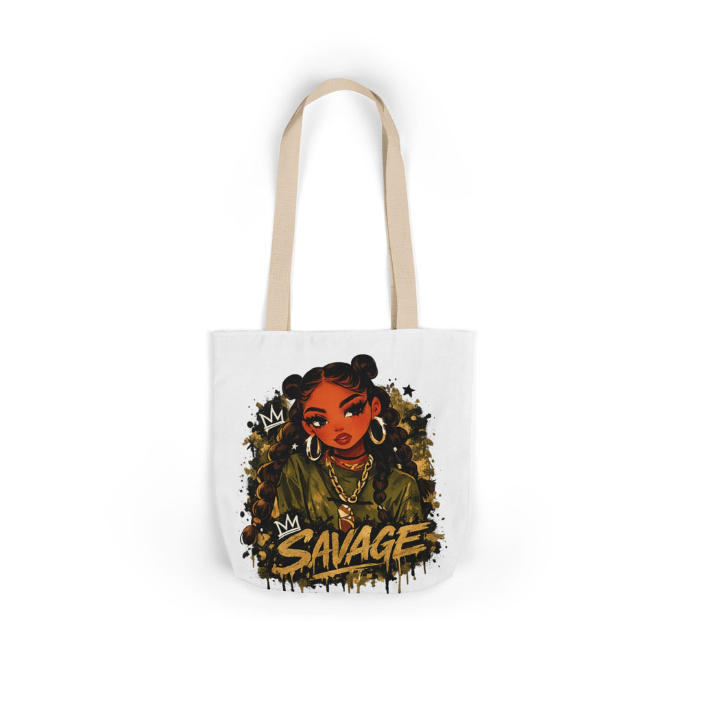 Savage Girl Graphic Tote Bag — Urban Afrocentric Art Canvas Tote