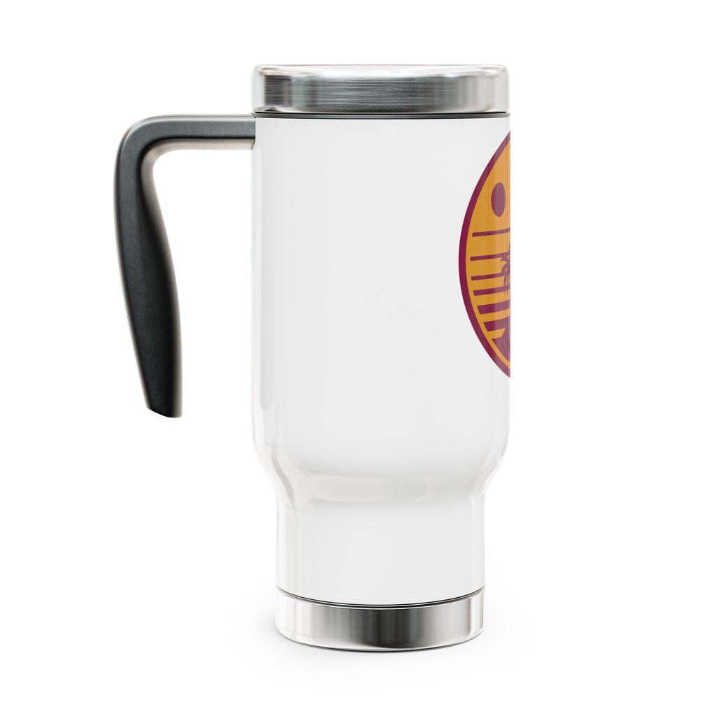 Palm Sunset Travel Mug — 14oz Stainless Steel Insulated Mug with Handle