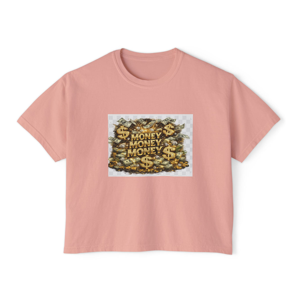 Money Stack Women's Boxy Tee — Graphic 'MONEY' Dollar Sign Design