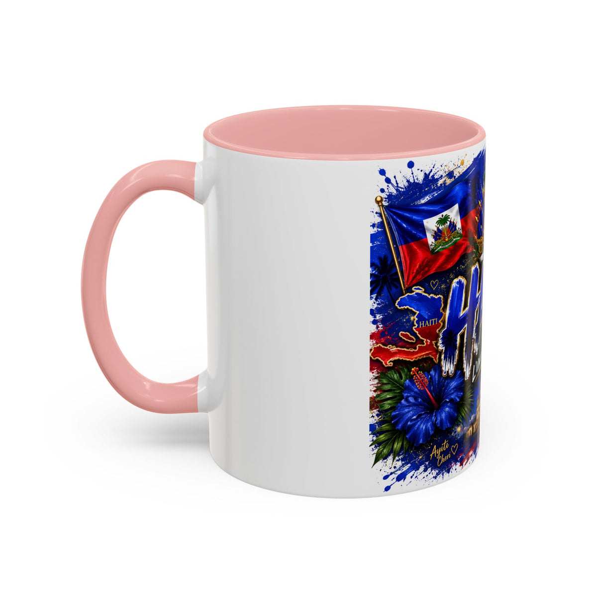 Haiti Coffee Mug — L'Union Fait La Force Colorful Island Art (11/15oz)