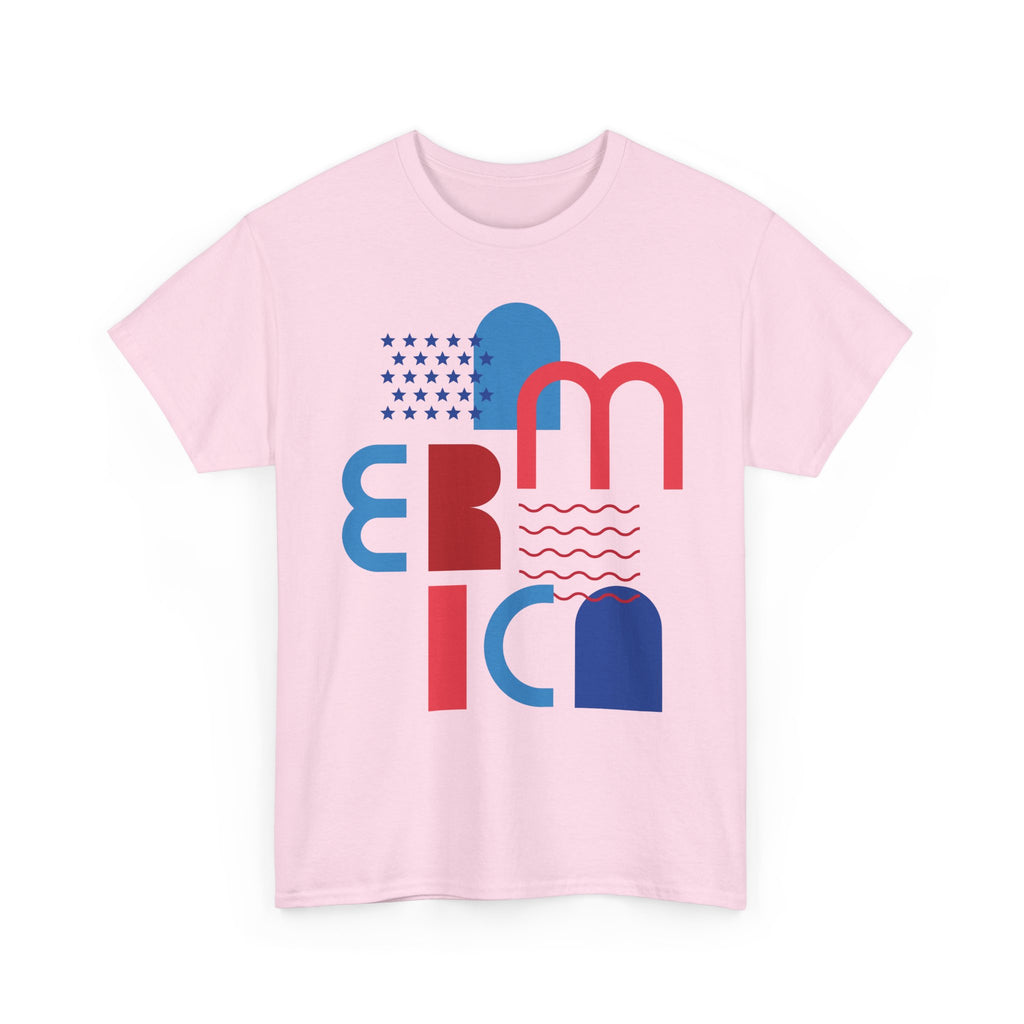 America Retro Typography Tee - Red, White & Blue Patriotic T-Shirt