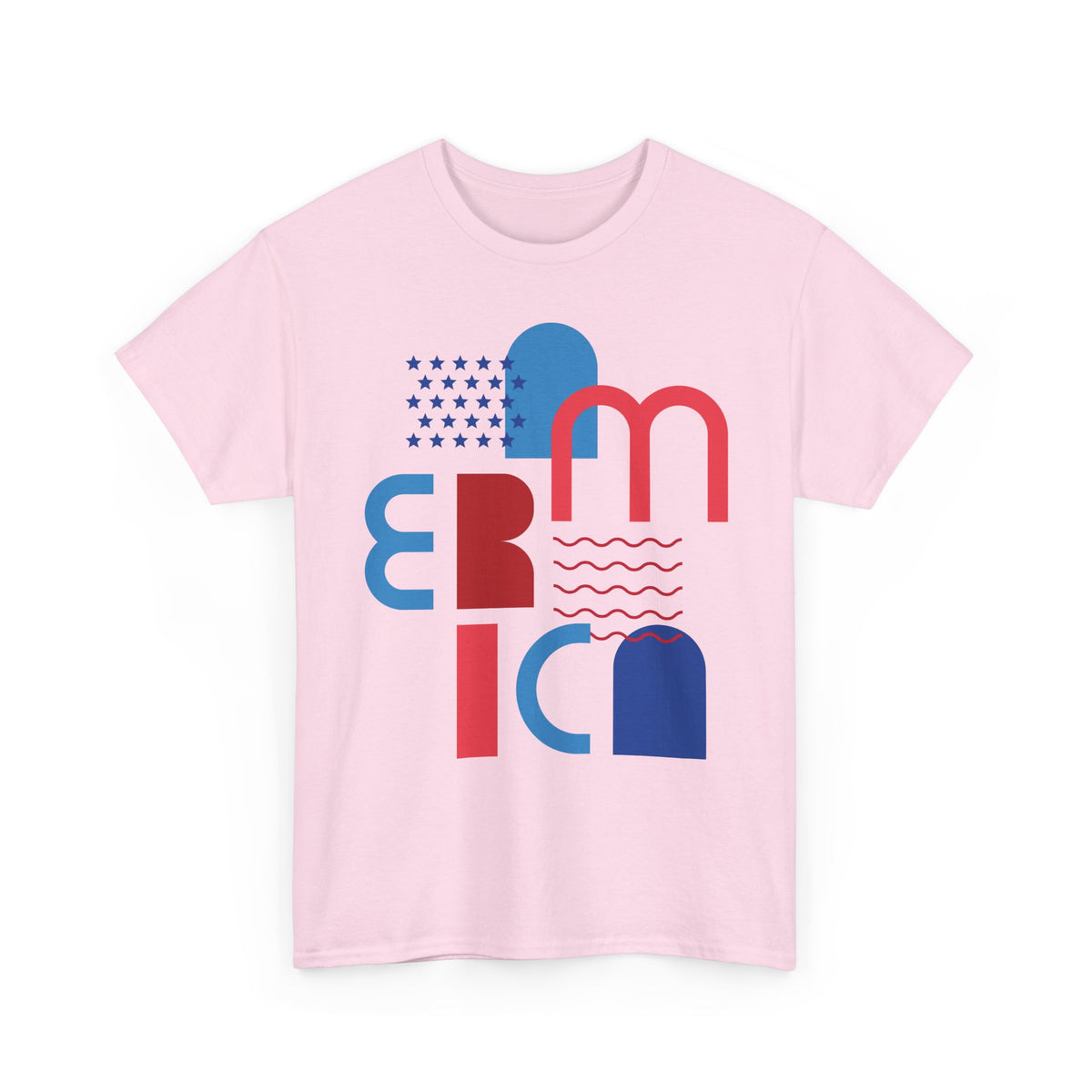 America Retro Typography Tee - Red, White & Blue Patriotic T-Shirt