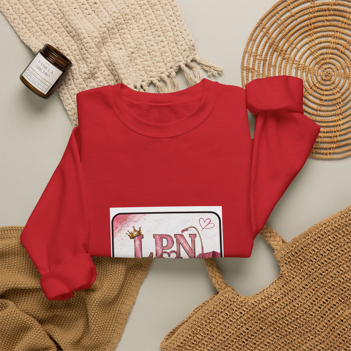 Crewneck Sweatshirt — Pink 'LPN' Nurse Pride Graphic