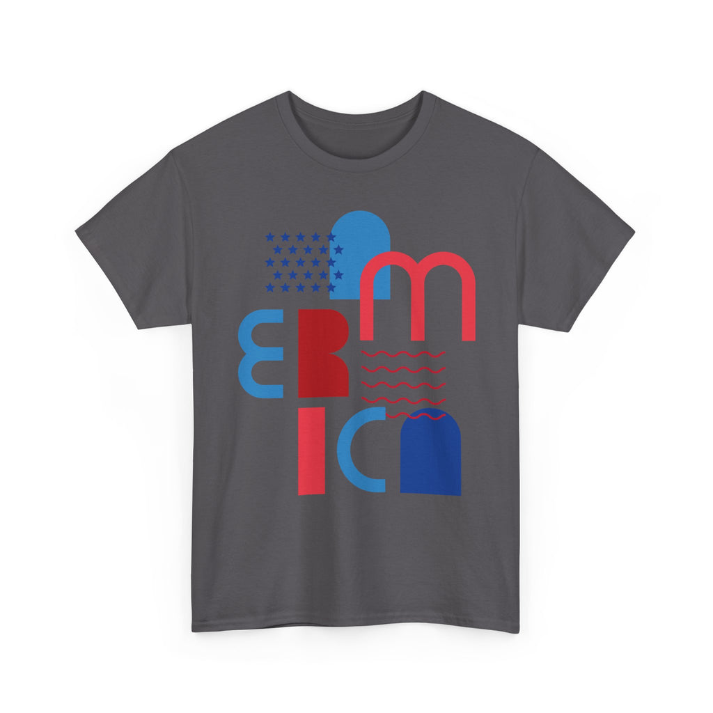 America Retro Typography Tee - Red, White & Blue Patriotic T-Shirt