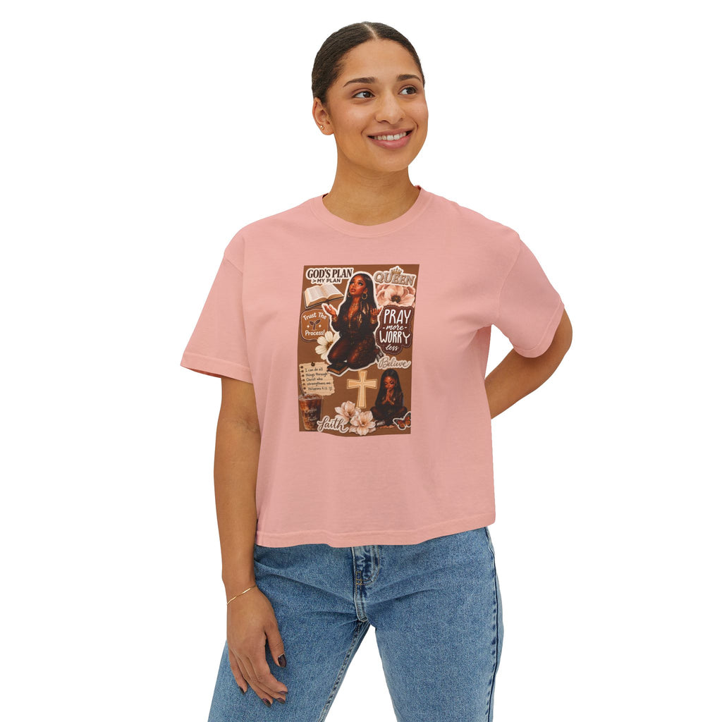 Christian Graphic Tee — Pray & Praise Women's Boxy T-Shirt