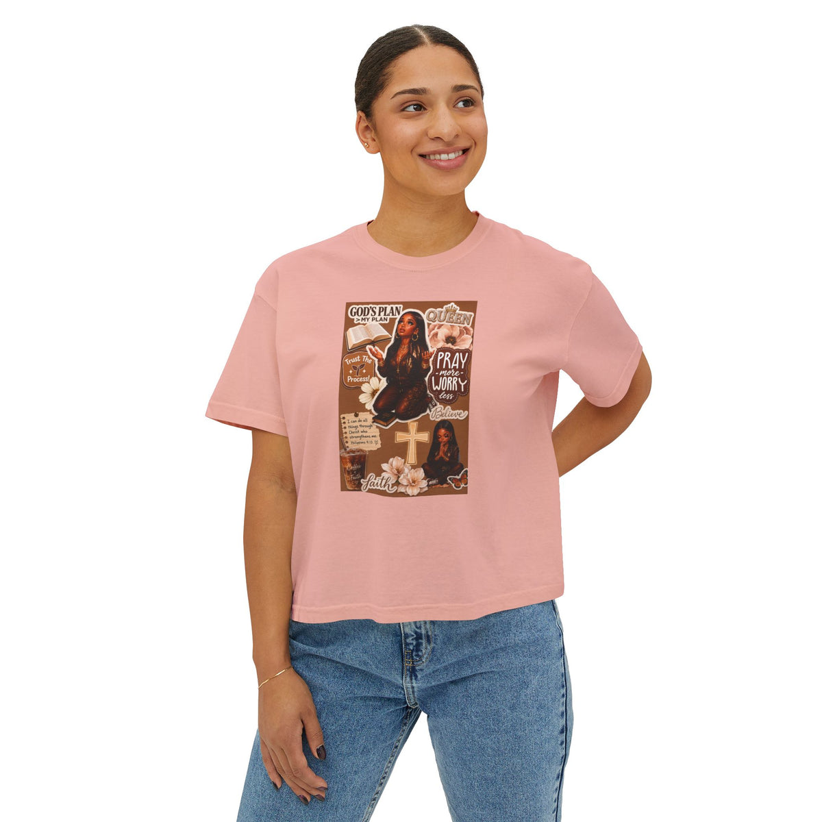 Christian Graphic Tee — Pray & Praise Women's Boxy T-Shirt