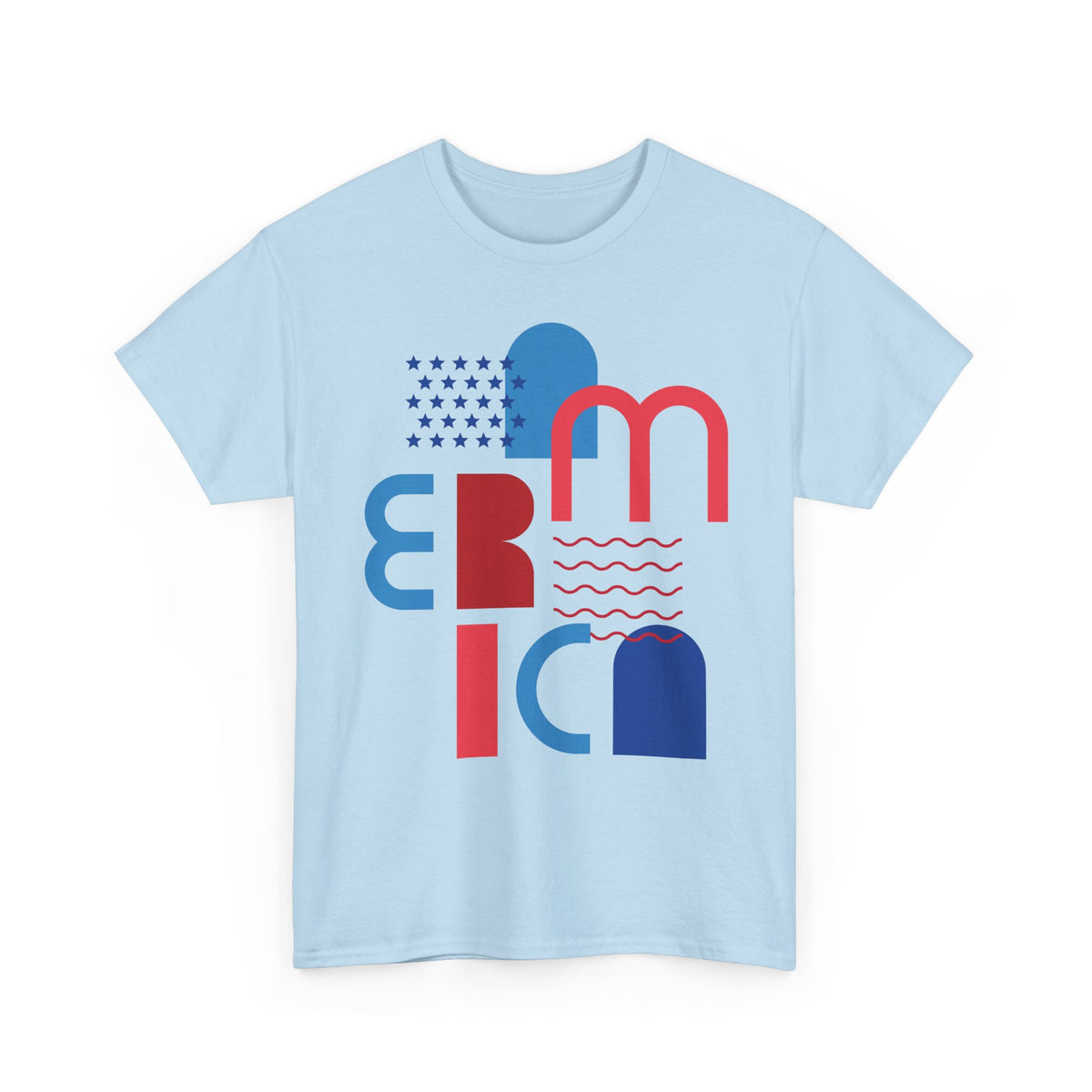 America Retro Typography Tee - Red, White & Blue Patriotic T-Shirt