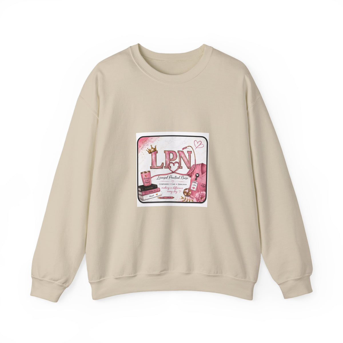 Crewneck Sweatshirt — Pink 'LPN' Nurse Pride Graphic