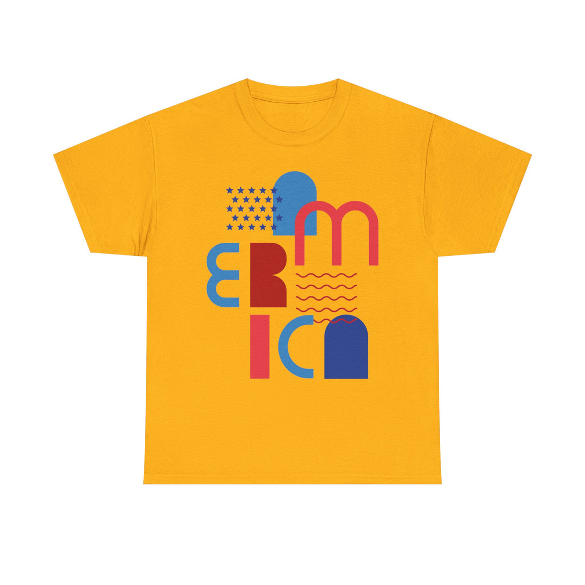 America Retro Typography Tee - Red, White & Blue Patriotic T-Shirt
