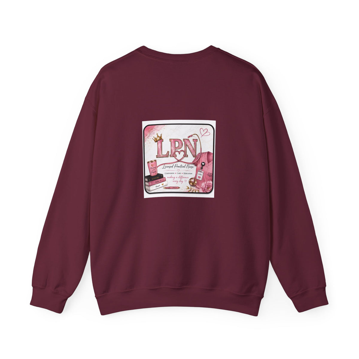 Crewneck Sweatshirt — Pink 'LPN' Nurse Pride Graphic