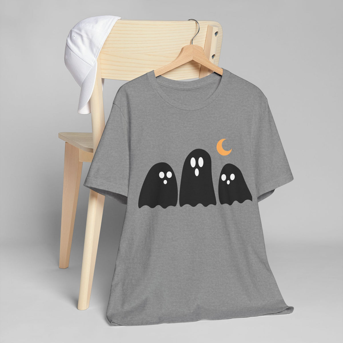 Halloween Ghosts T-Shirt — Cute Trio Ghosts with Crescent Moon