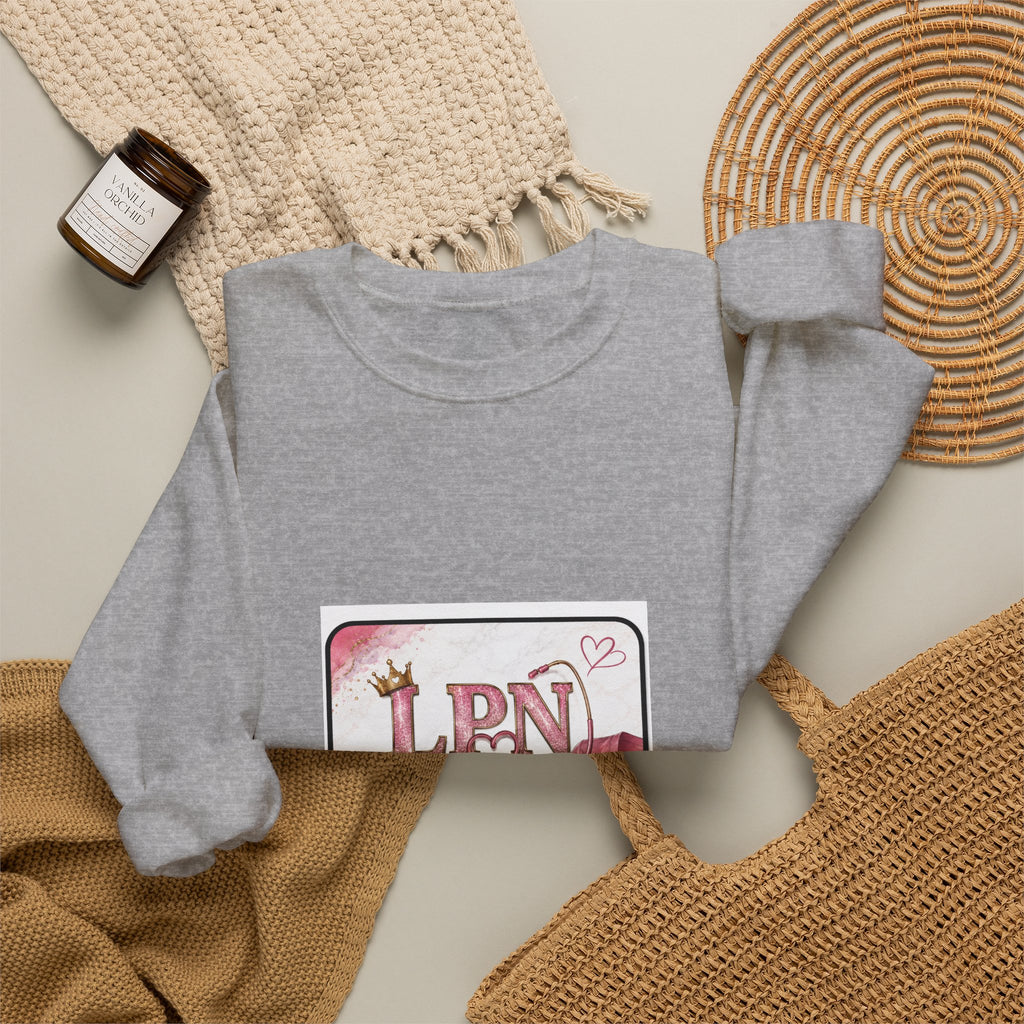 Crewneck Sweatshirt — Pink 'LPN' Nurse Pride Graphic