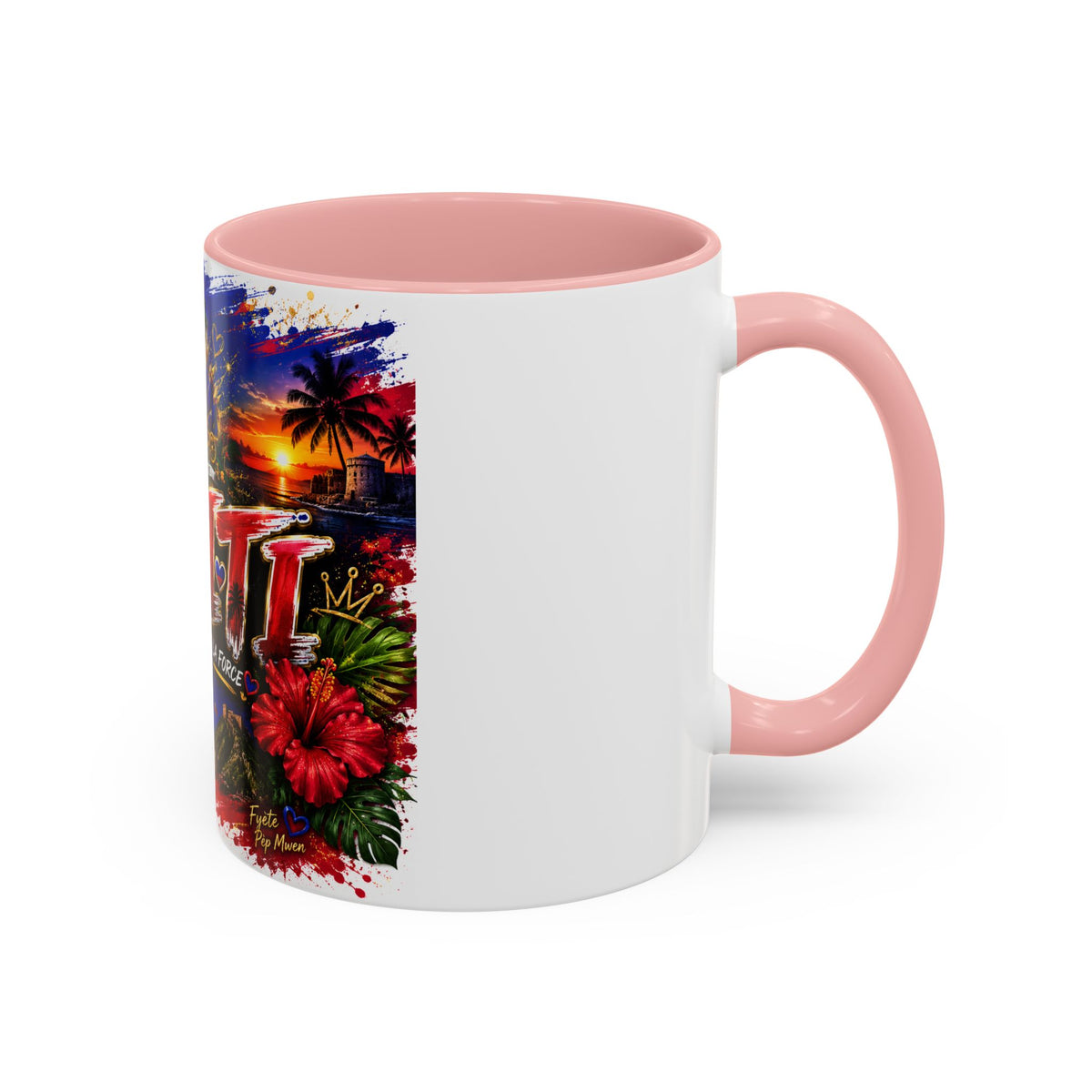 Haiti Coffee Mug — L'Union Fait La Force Colorful Island Art (11/15oz)