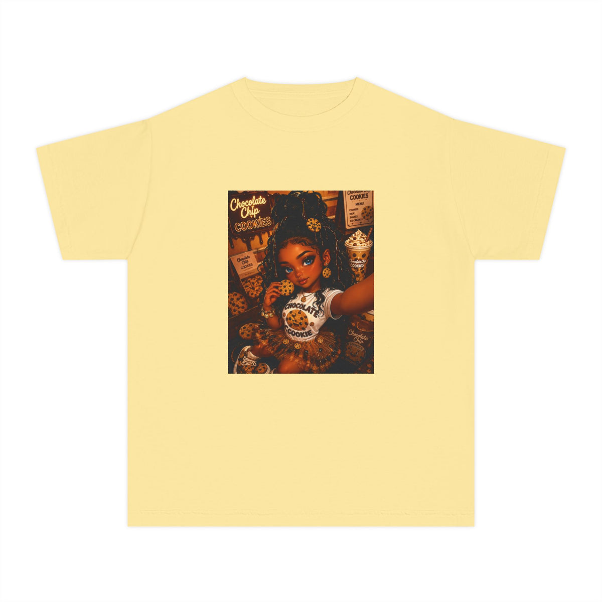 Youth Tee — Chocolate Girl Illustration Graphic Shirt