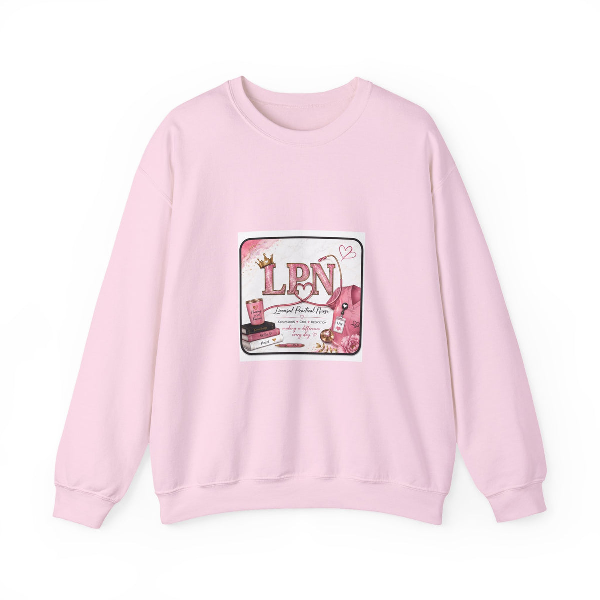 Crewneck Sweatshirt — Pink 'LPN' Nurse Pride Graphic