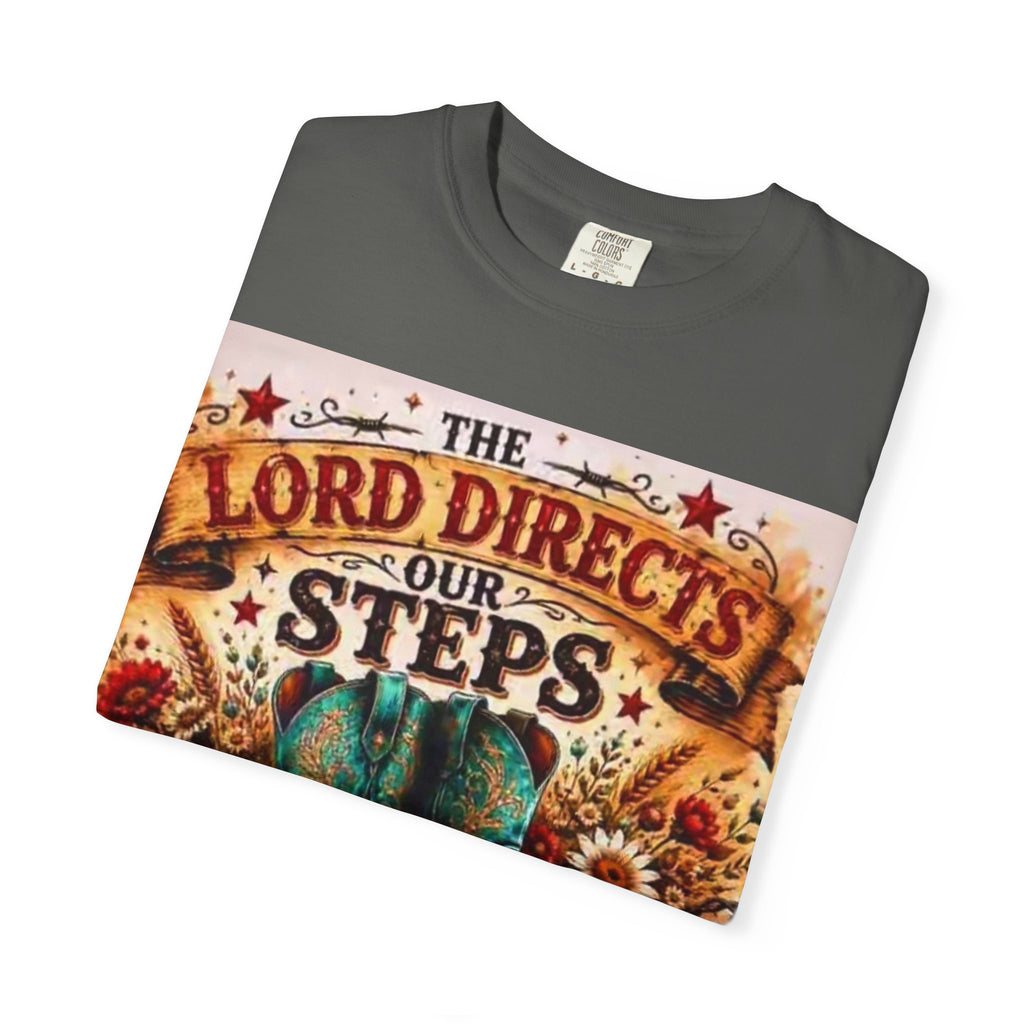 Christian Cowboy Boots T‑Shirt — “The Lord Directs Our Steps” Psalm 37:23 Inspirational Tee